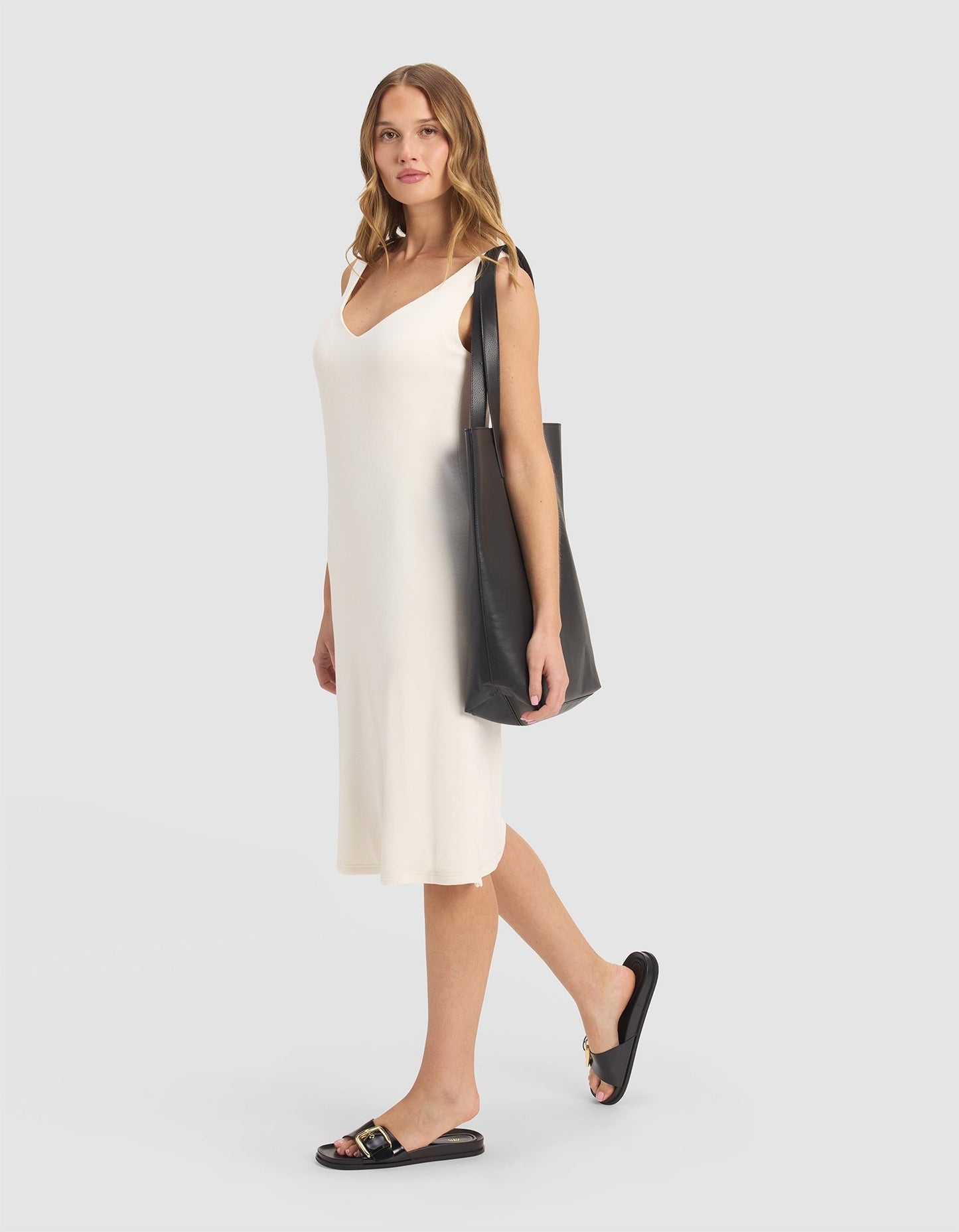 Women’s Bamboo Rib-Knit V-Neck Tank Lounge Dress - Last Chance