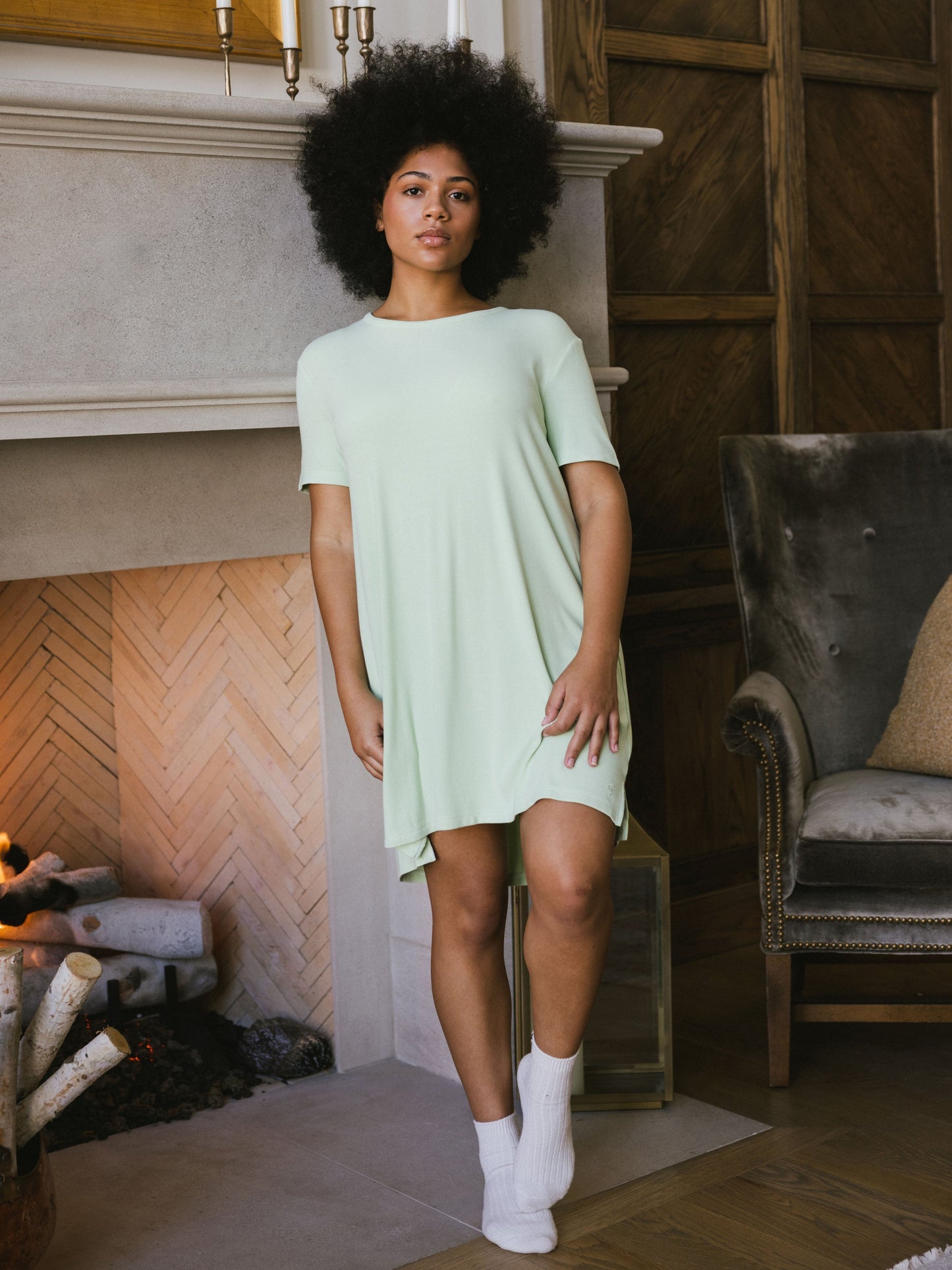 Women's Bamboo Rib-Knit Boyfriend Sleep Dress - Wholesale