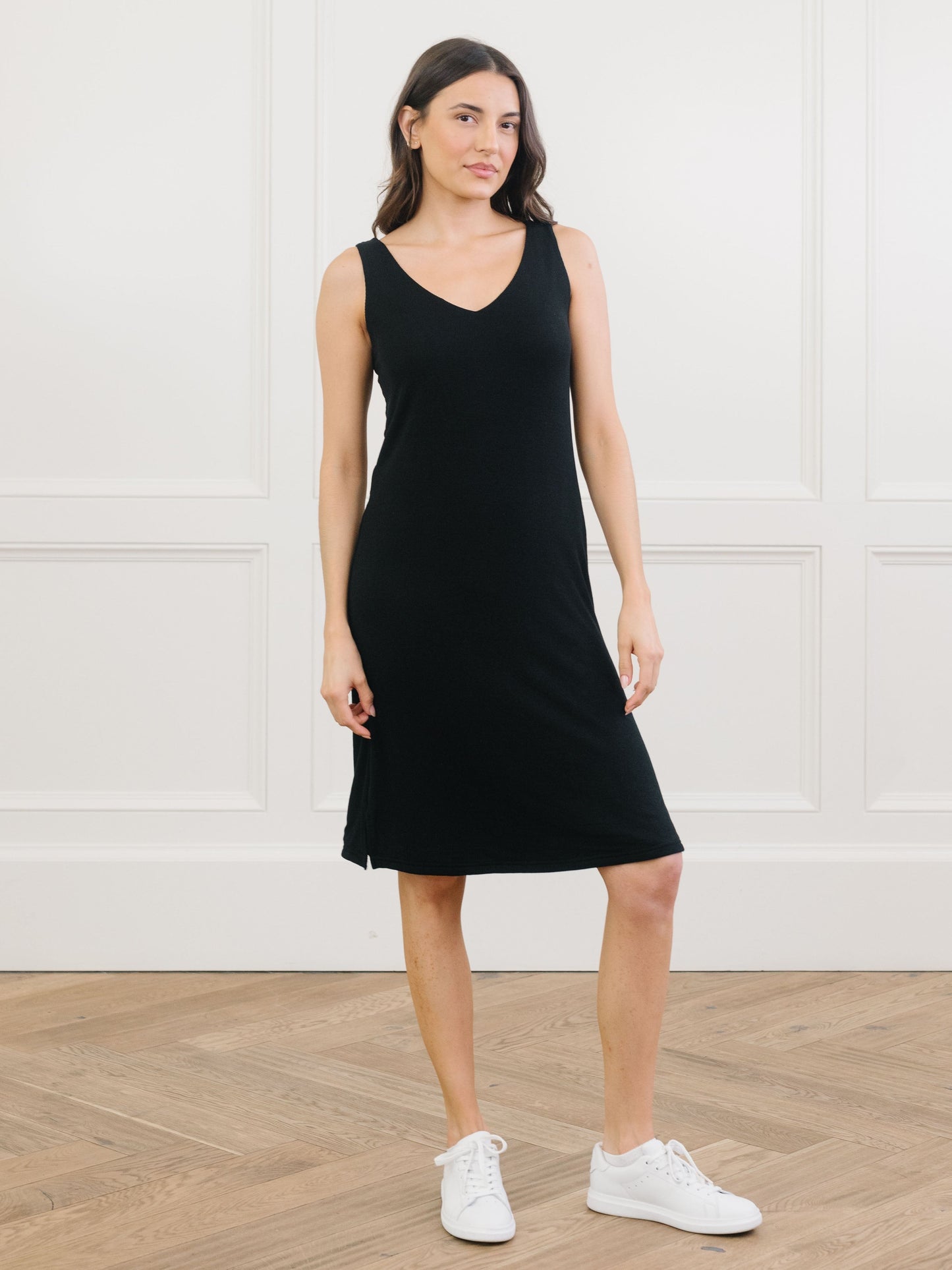 Women's Bamboo Rib-Knit V-Neck Tank Lounge Dress - Wholesale