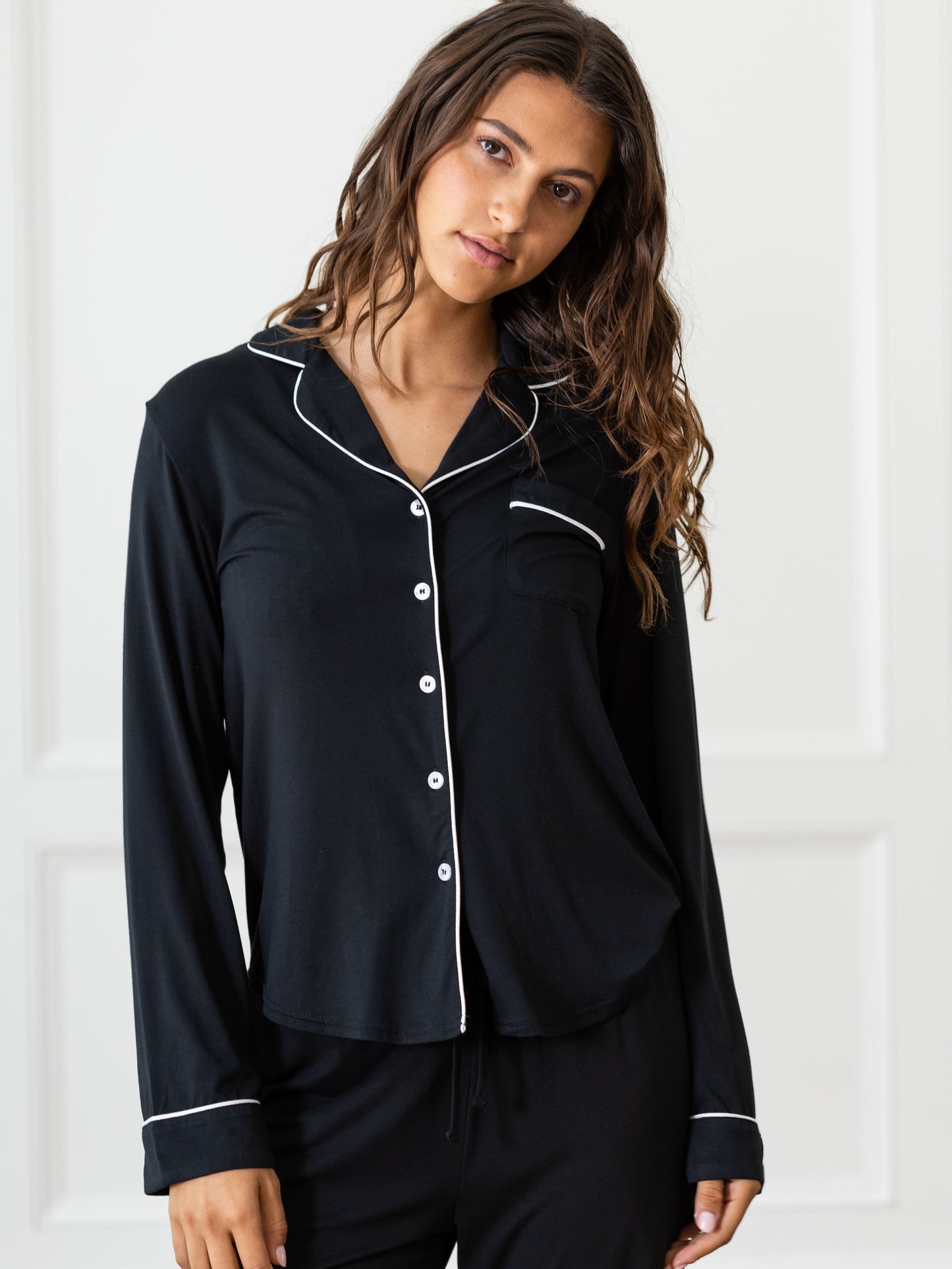 Women's Bamboo Stretch-Knit Long Sleeve Pajama Top TALL - Wholesale