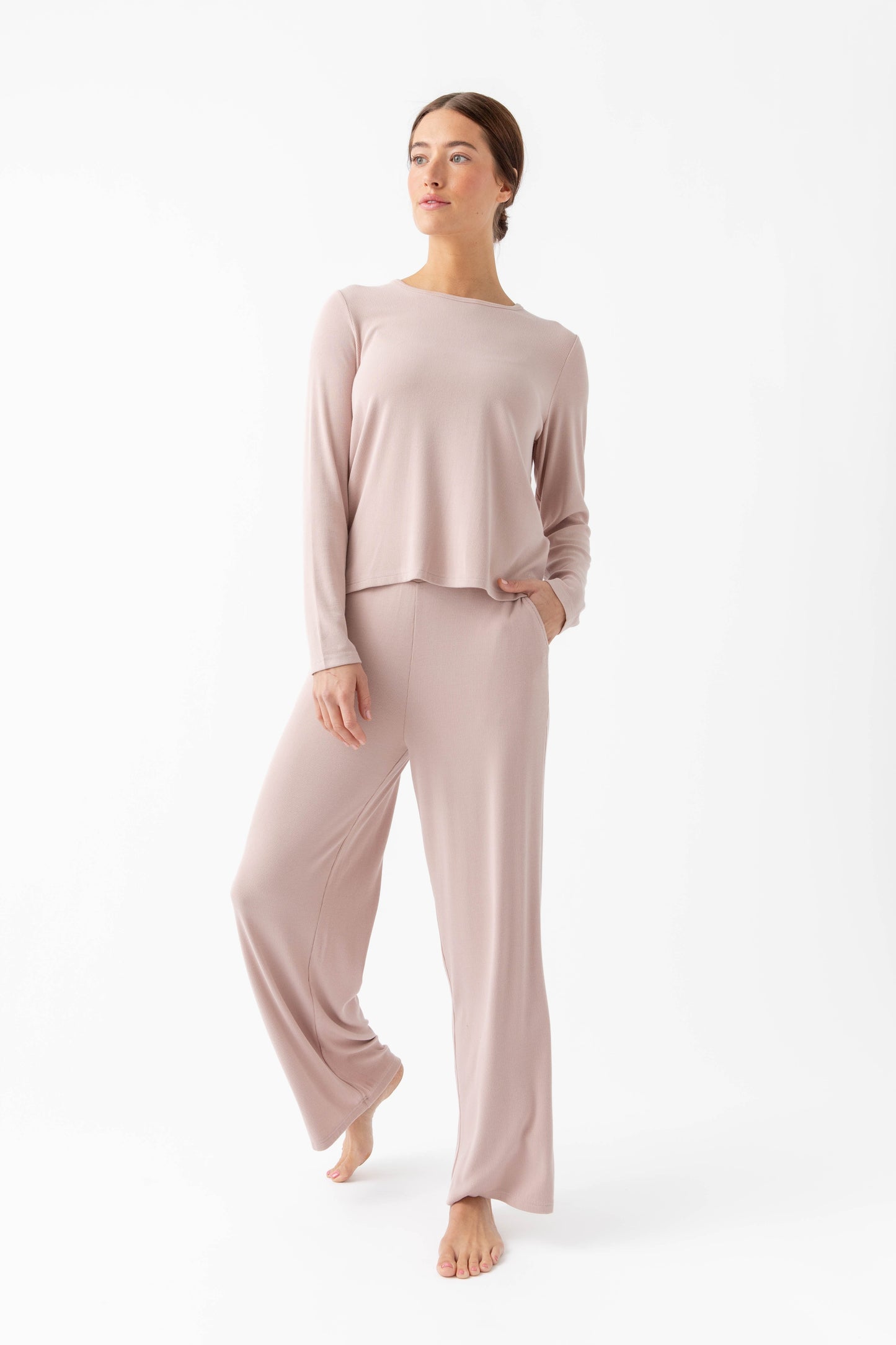 Women's Bamboo Rib-Knit Long Sleeve Lounge Top - Wholesale