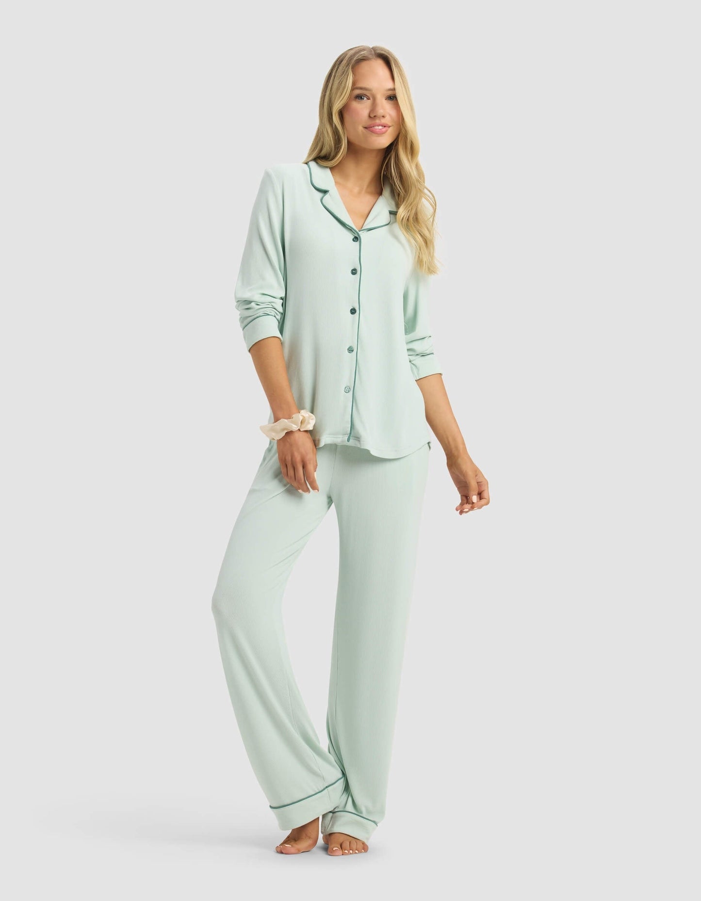 Women's Bamboo Rib-Knit Classic Long Sleeve Pajama Top