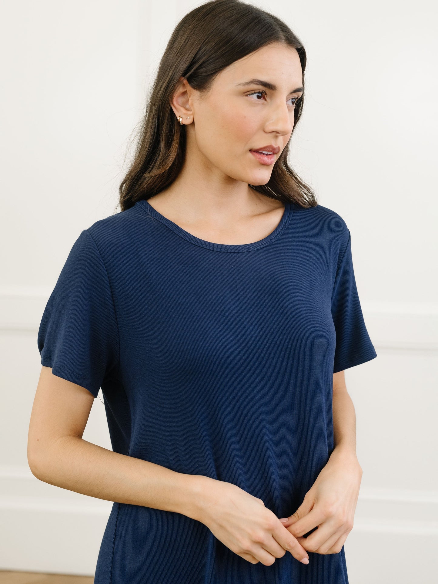 Women's Bamboo Rib-Knit Boyfriend Sleep Dress - Wholesale