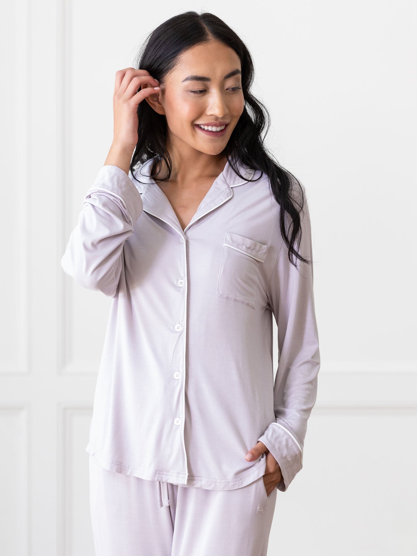Women's Bamboo Stretch-Knit Long Sleeve Pajama Top - Wholesale