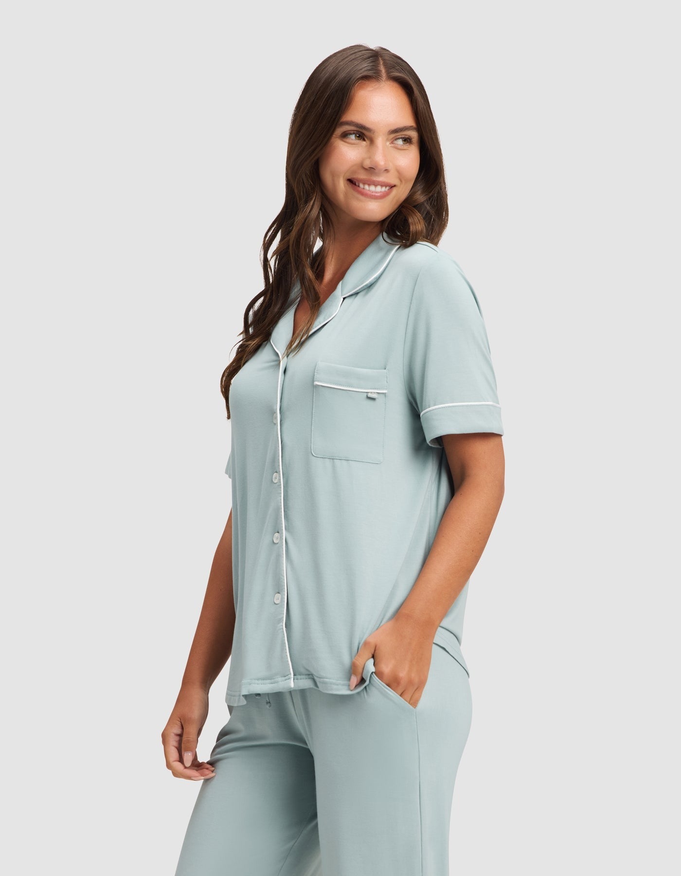 Women's Bamboo Stretch-Knit Short Sleeve & Pant Pajama Set - Last Chance