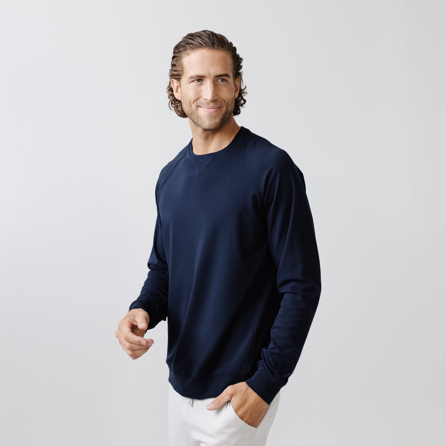 Men's Brushed Bamboo Pullover Crew - Wholesale