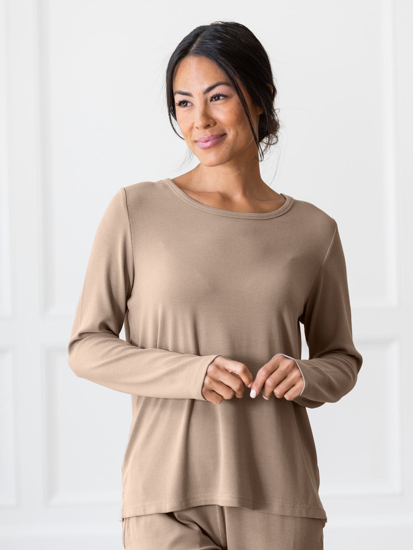 Women's Bamboo Rib-Knit Long Sleeve Lounge Top - Wholesale