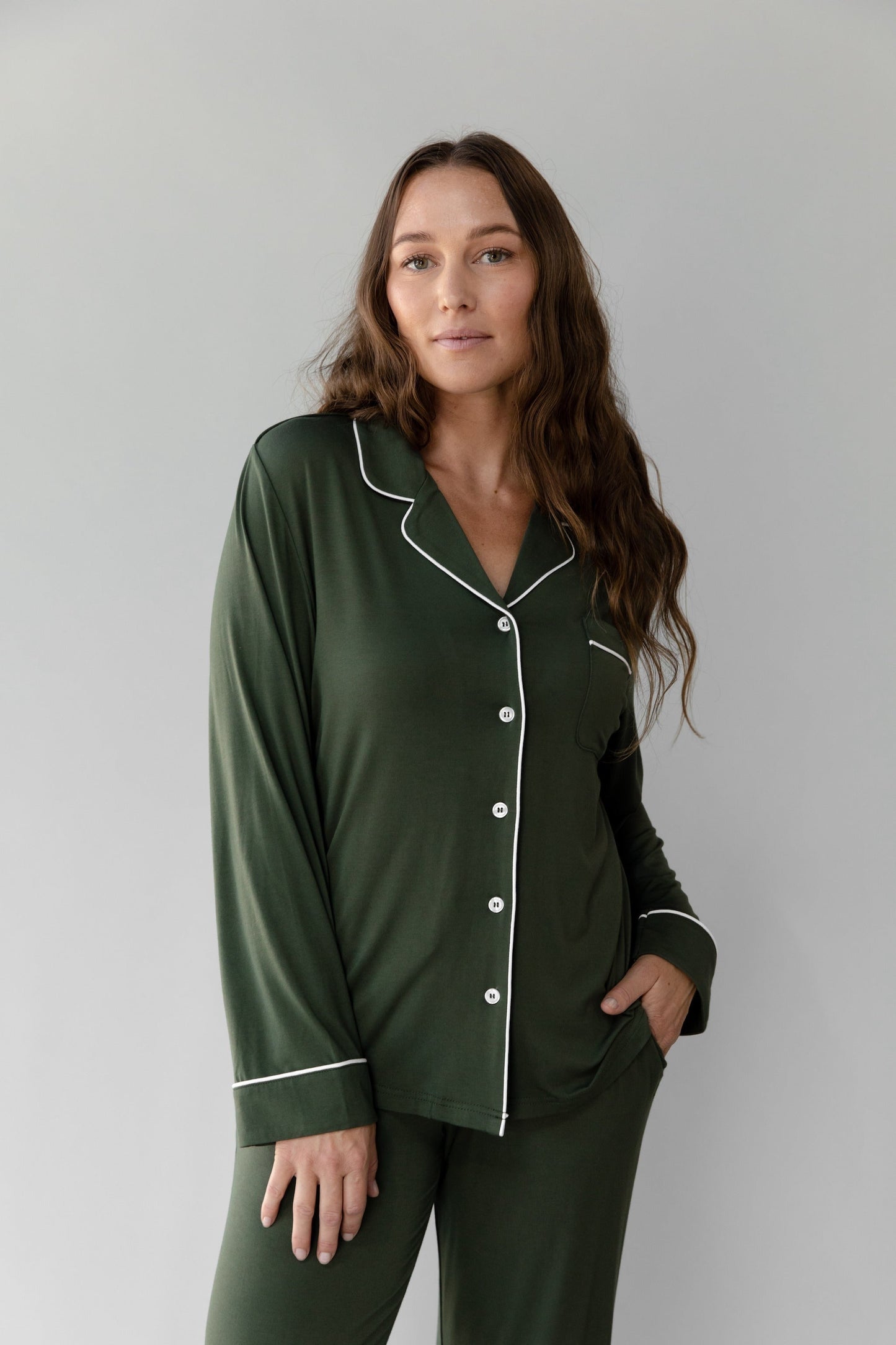 Women's Bamboo Stretch-Knit Long Sleeve Pajama Top - Wholesale