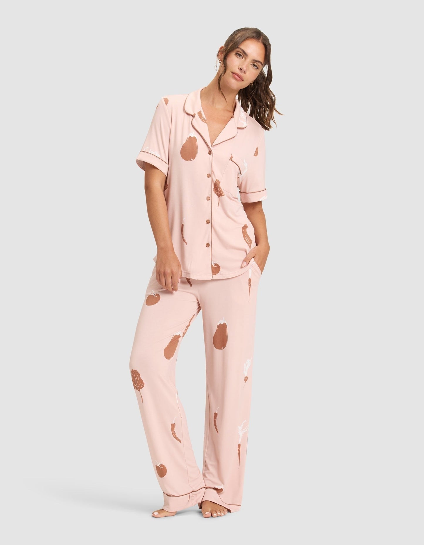 Women's Bamboo Stretch-Knit Short Sleeve & Pant Pajama Set - Last Chance