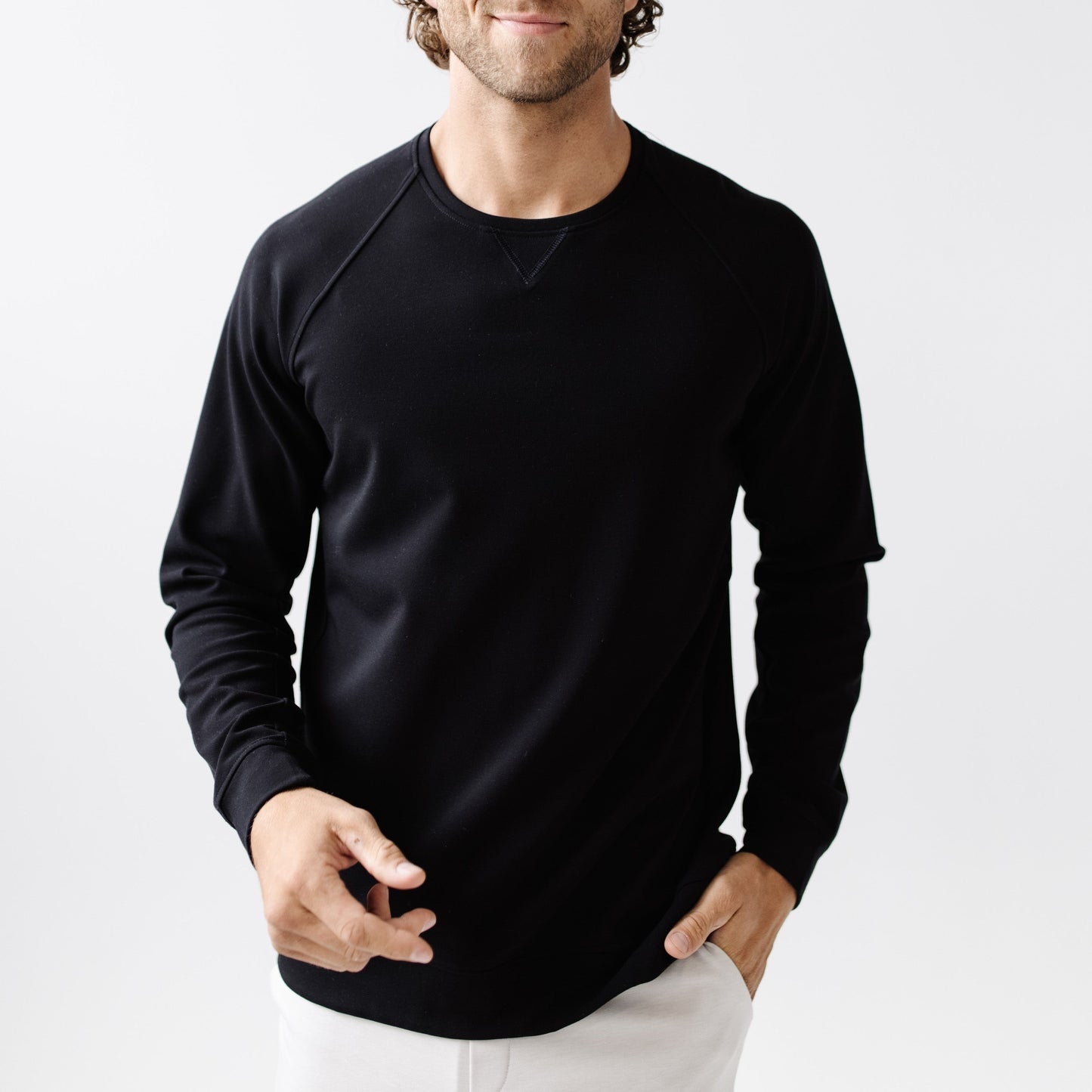 Men's Brushed Bamboo Pullover Crew - Wholesale