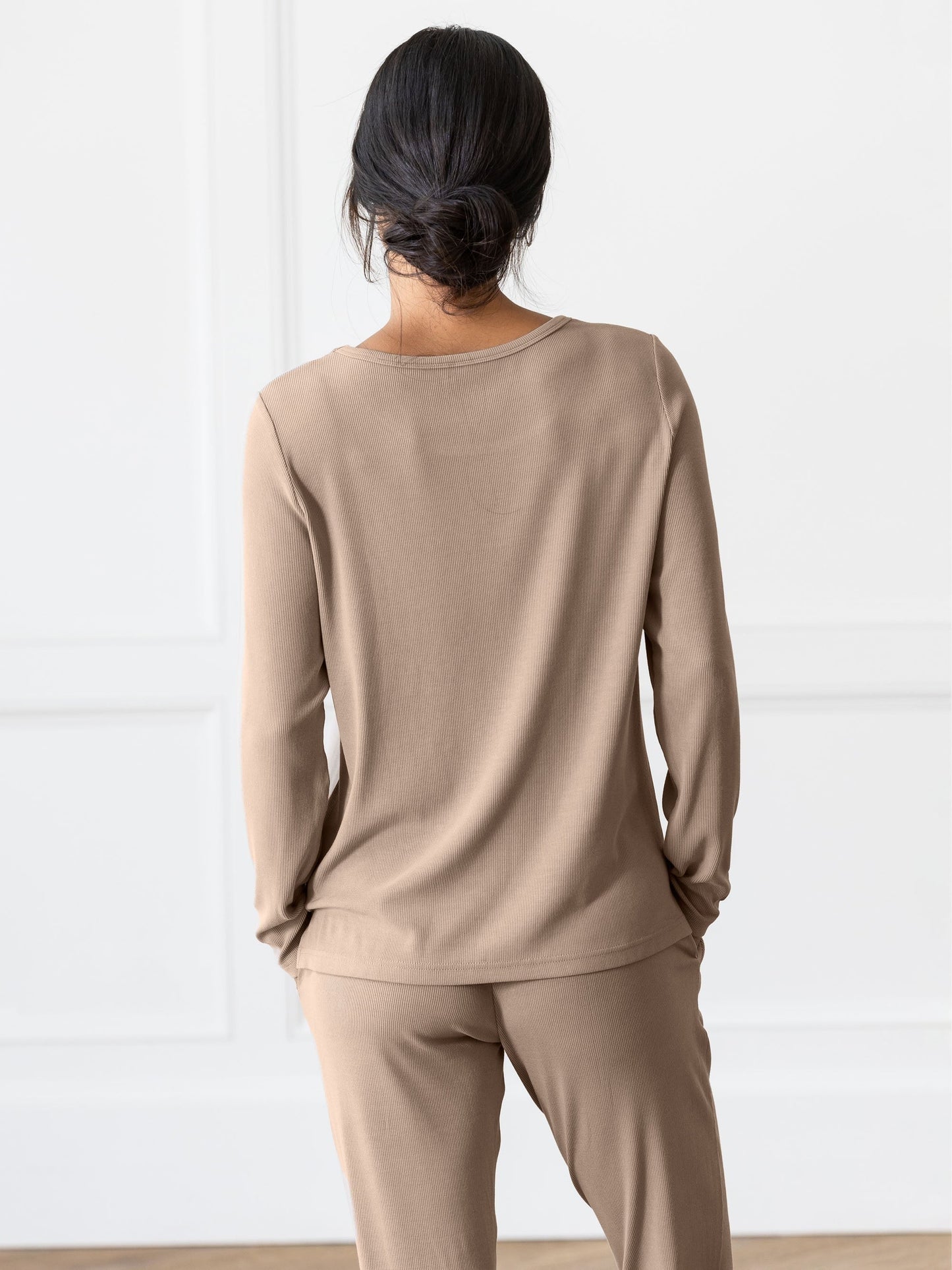 Women's Bamboo Rib-Knit Long Sleeve Lounge Top - Wholesale