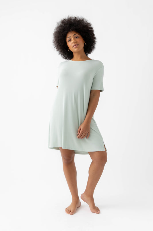Women's Bamboo Rib-Knit Boyfriend Sleep Dress - Wholesale