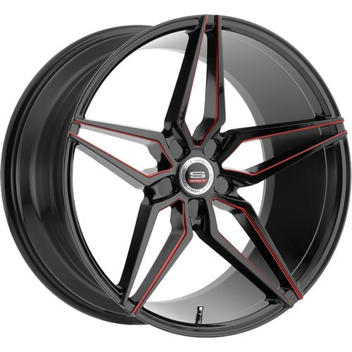 Spec-1 Wheels SPM-81 Gloss Black w/ Red Inner Spoke Edges 22x9 | 5x120 (SPM8122901815GBRL)