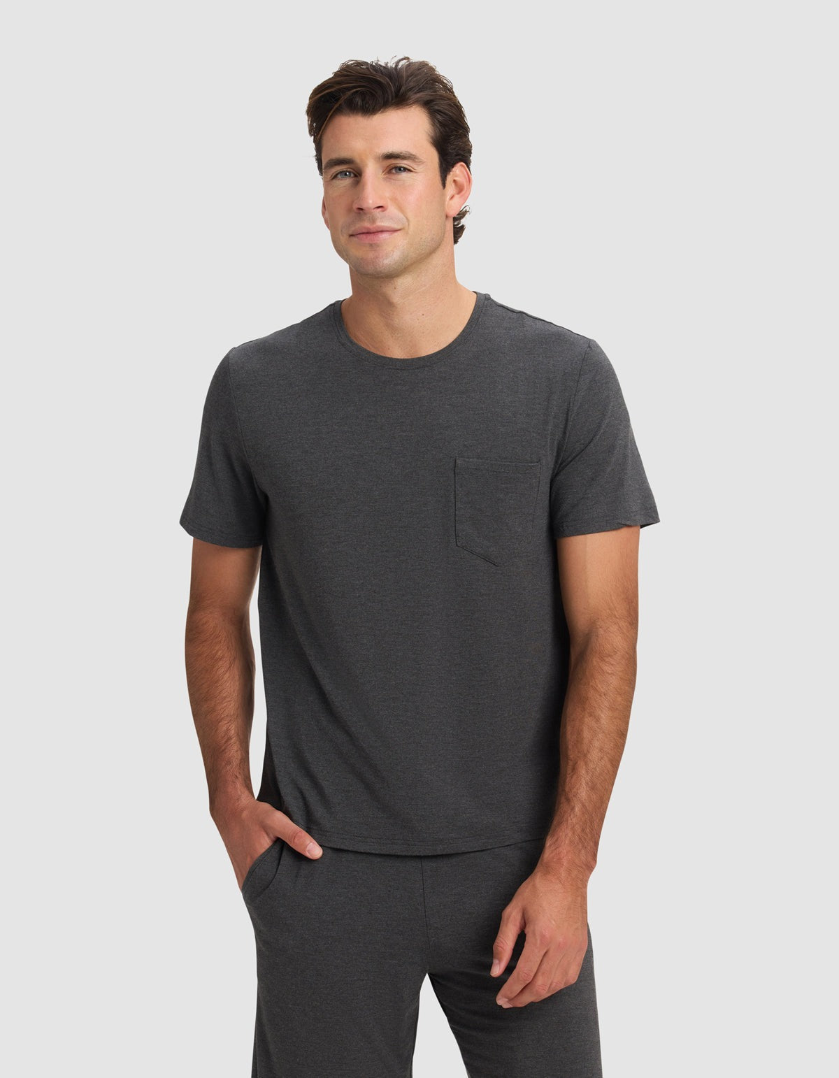 Men's Bamboo Stretch-Knit Short Sleeve Tee & Pant Pajama Set