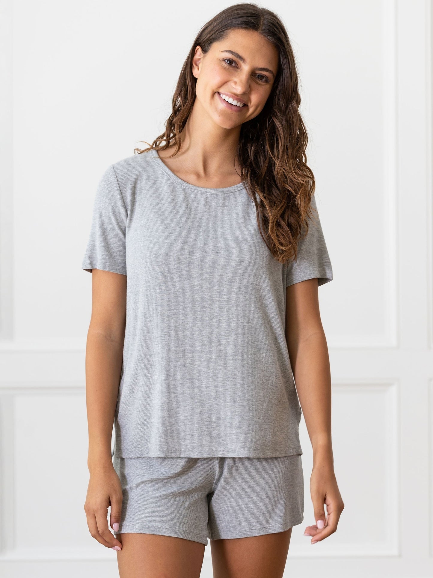 Women's Bamboo Rib-Knit Short Sleeve Lounge Top - Wholesale
