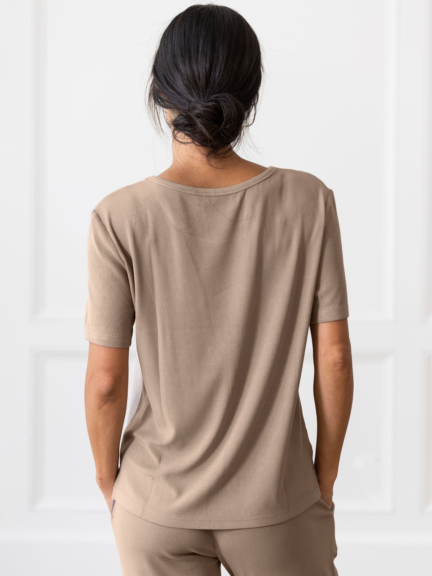 Women's Bamboo Rib-Knit Short Sleeve Lounge Top - Wholesale