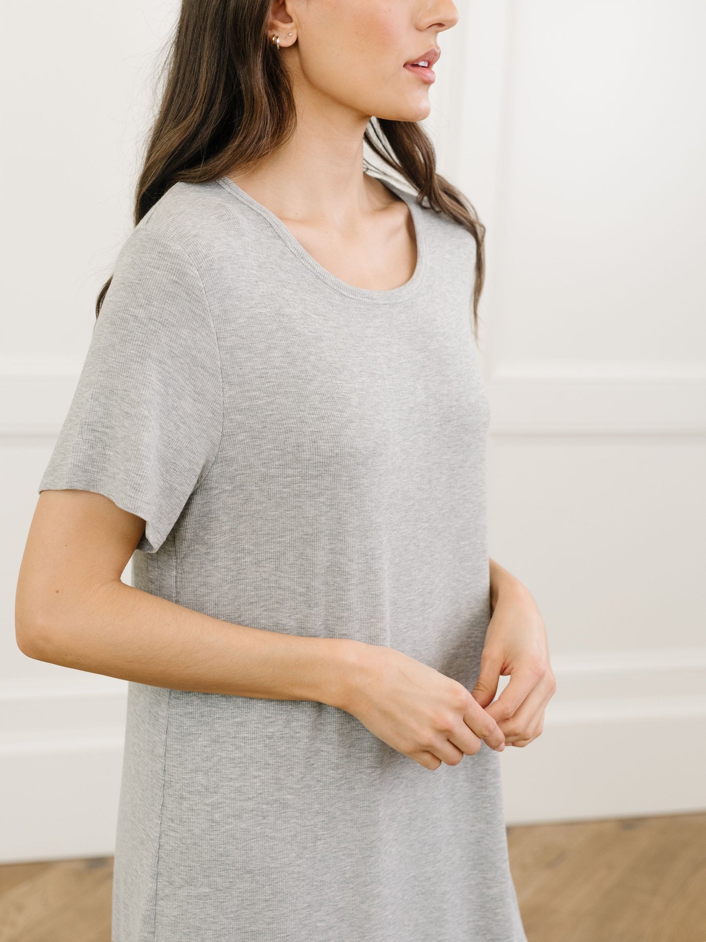 Women's Bamboo Rib-Knit Boyfriend Sleep Dress - Wholesale