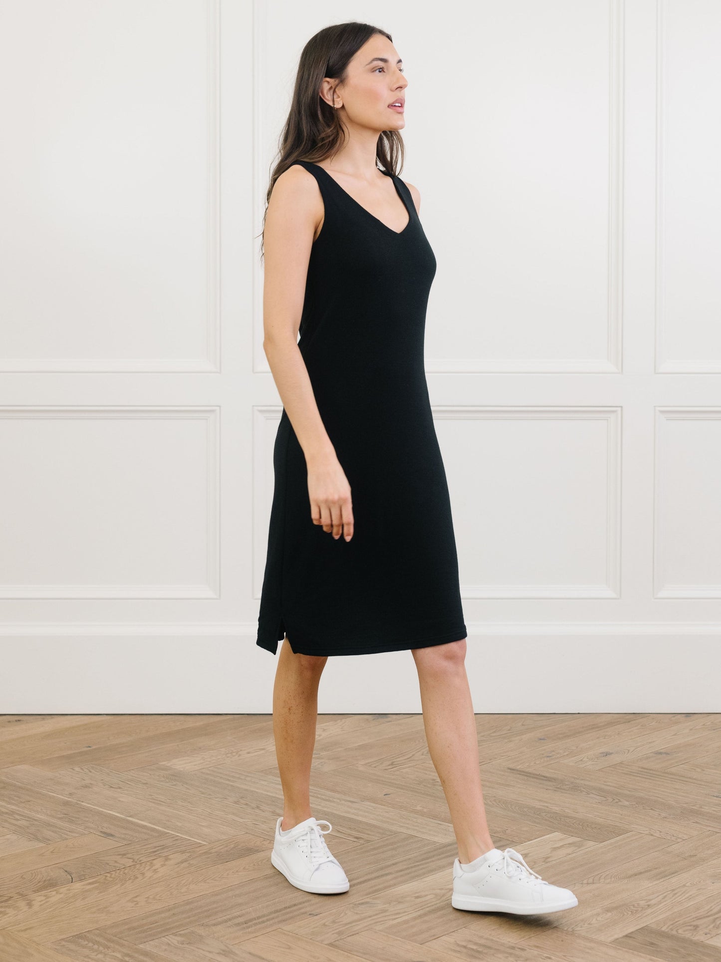 Women's Bamboo Rib-Knit V-Neck Tank Lounge Dress - Wholesale