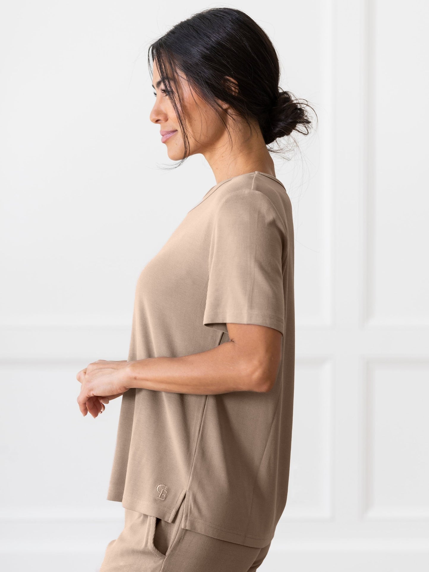Women's Bamboo Rib-Knit Short Sleeve Lounge Top - Wholesale