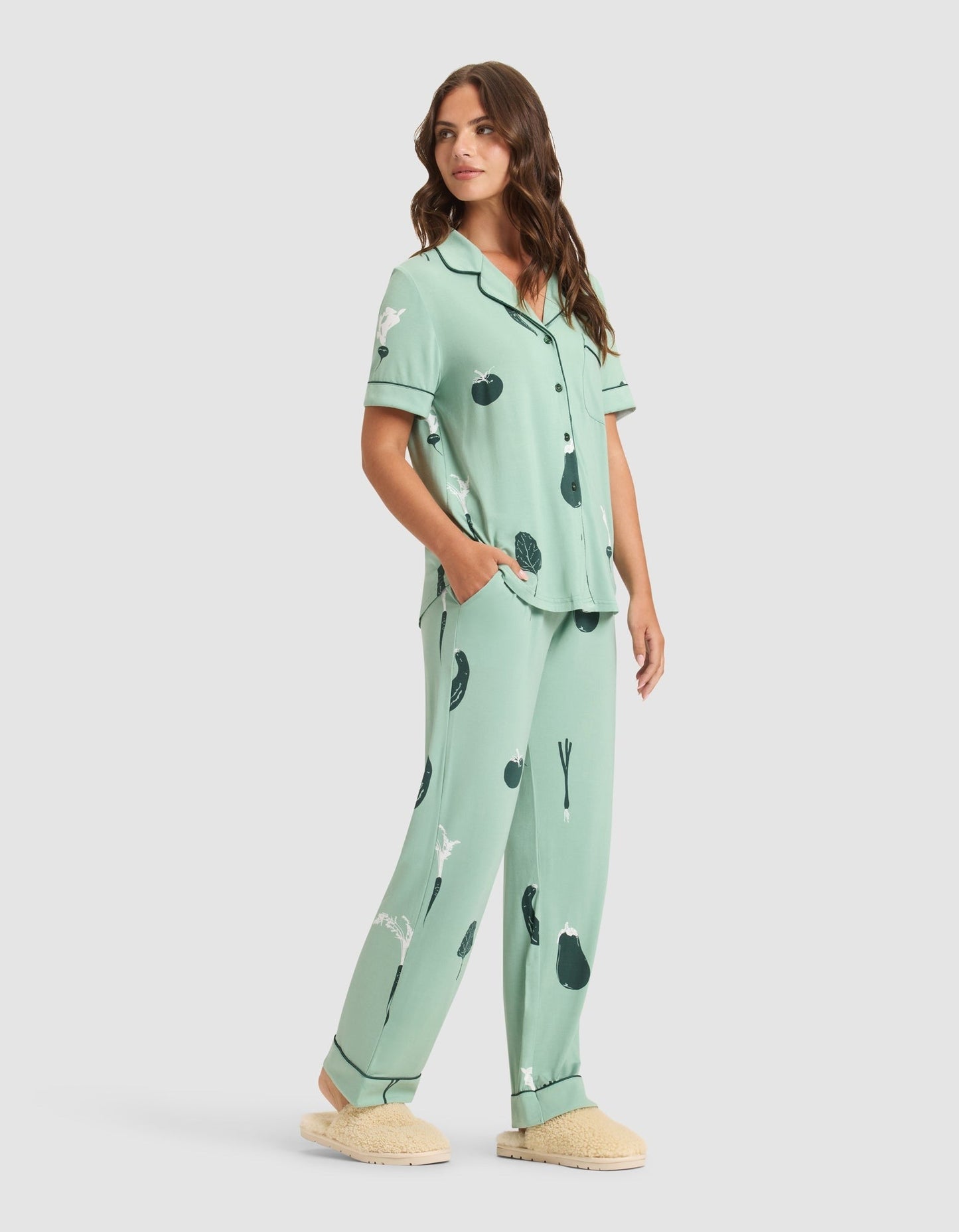 Women's Bamboo Stretch-Knit Short Sleeve & Pant Pajama Set - Last Chance