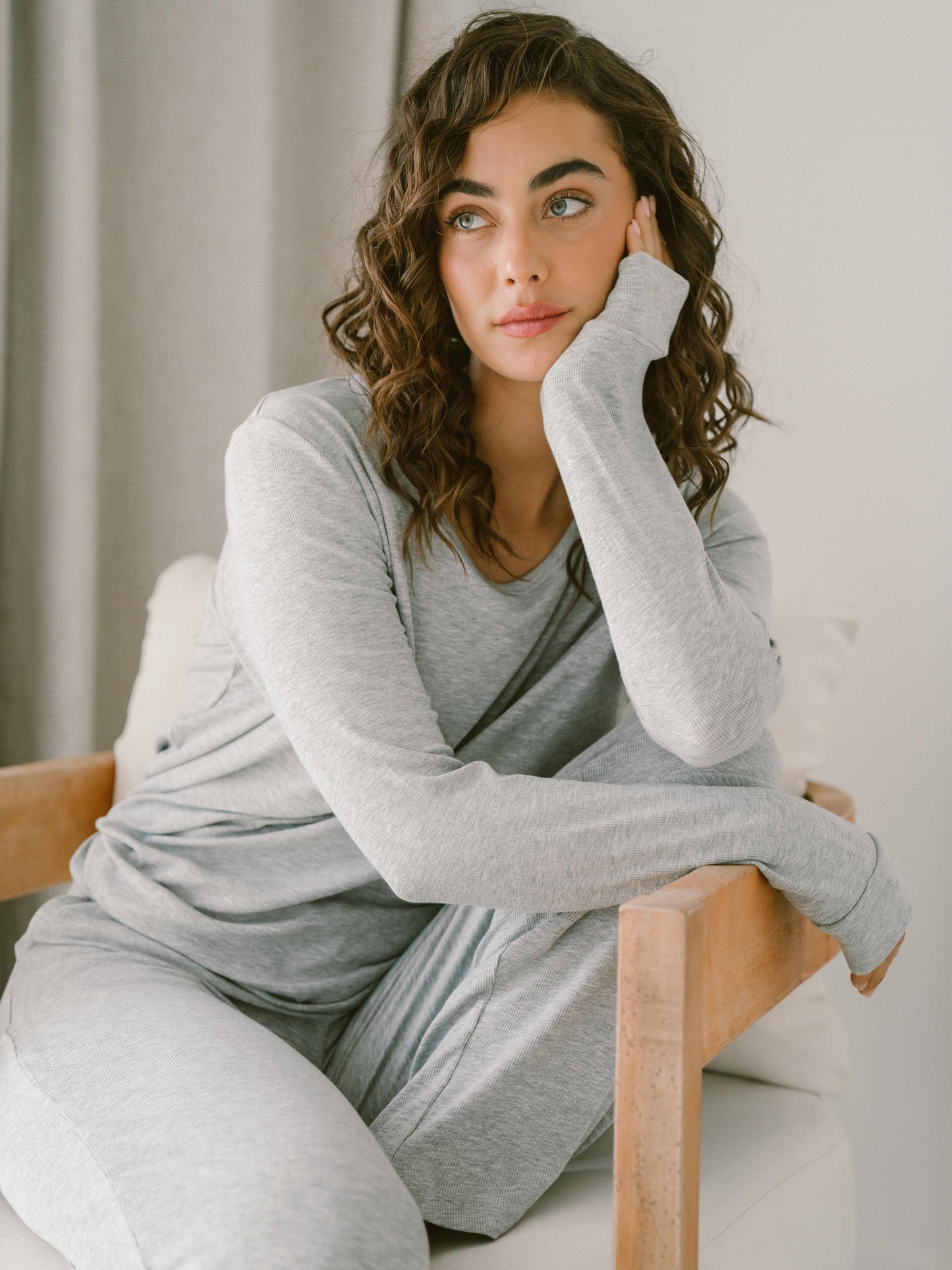 Women's Bamboo Rib-Knit Long Sleeve Lounge Top - Wholesale
