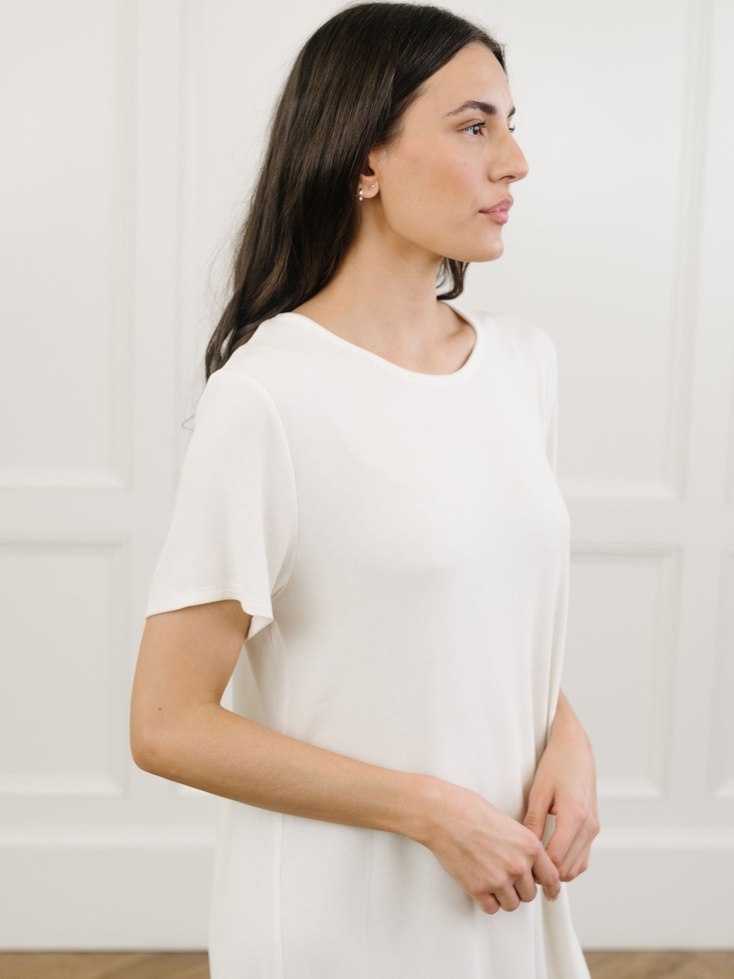 Women's Bamboo Rib-Knit Boyfriend Sleep Dress - Wholesale