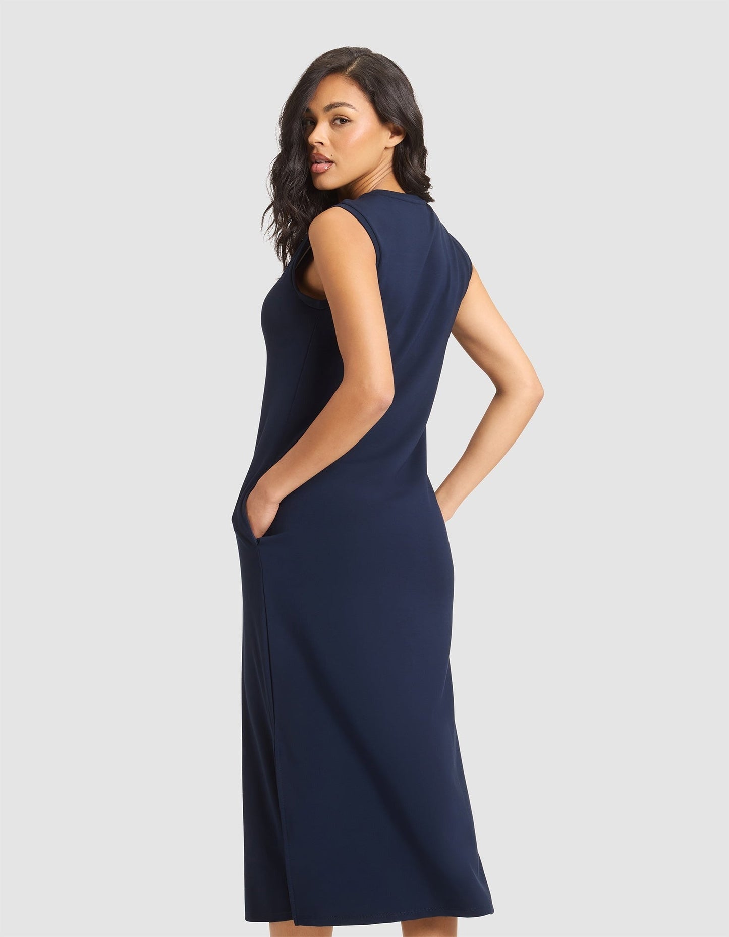 Women's Brushed Bamboo Sleeveless Midi Dress - Wholesale