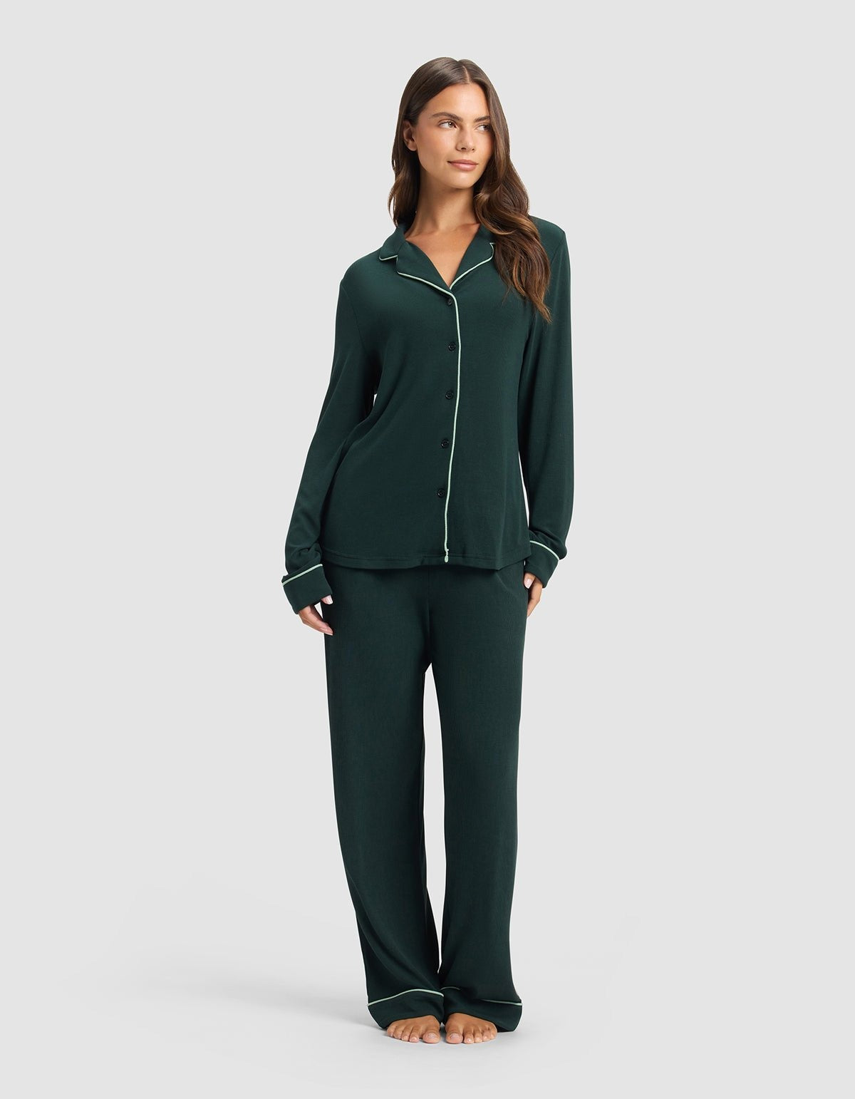 Women's Bamboo Rib-Knit Classic Long Sleeve Pajama Top