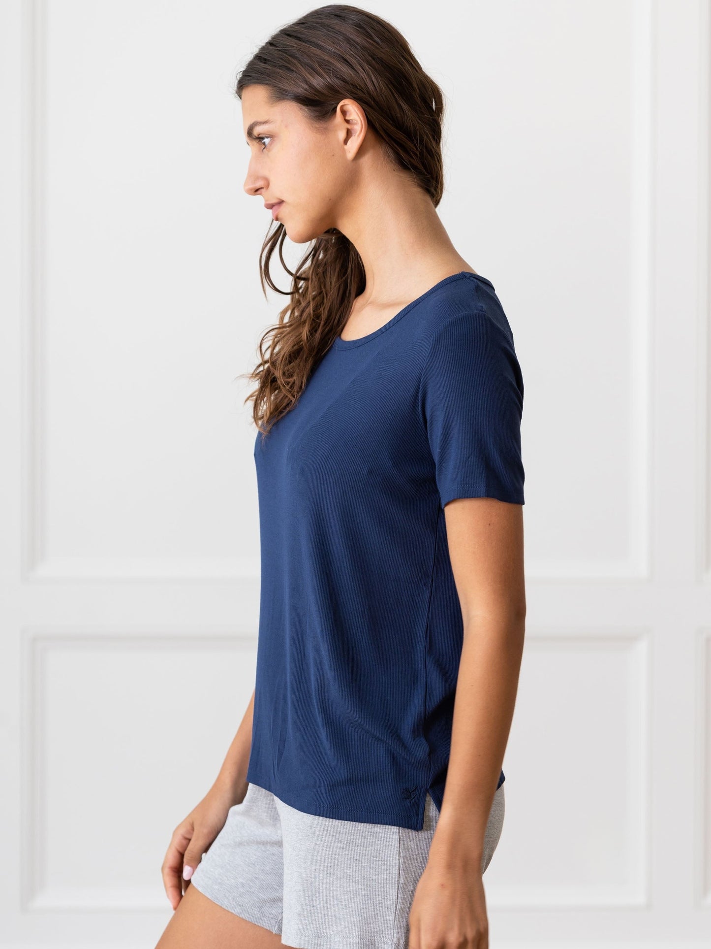Women's Bamboo Rib-Knit Short Sleeve Lounge Top - Wholesale