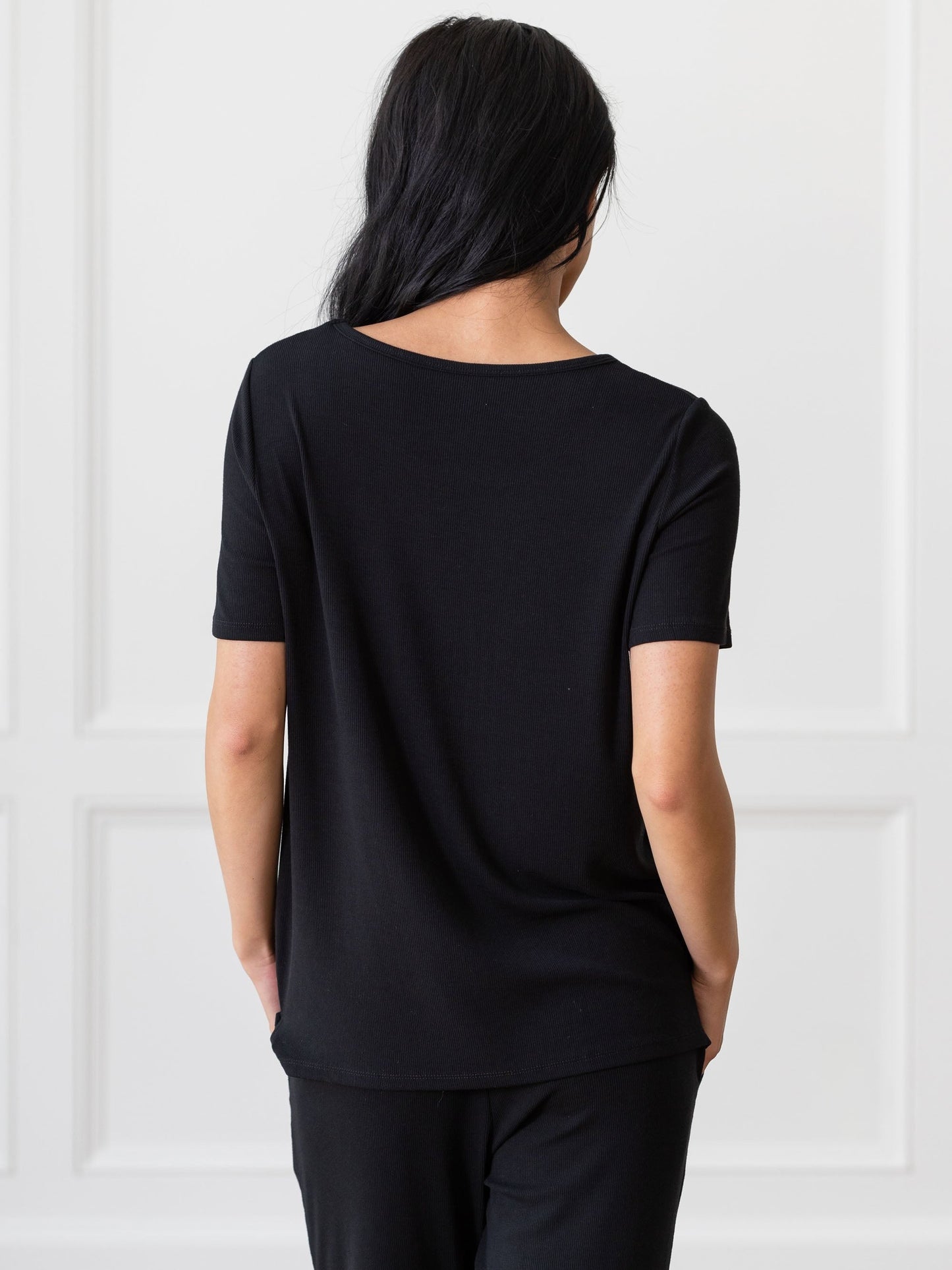 Women's Bamboo Rib-Knit Short Sleeve Lounge Top - Wholesale