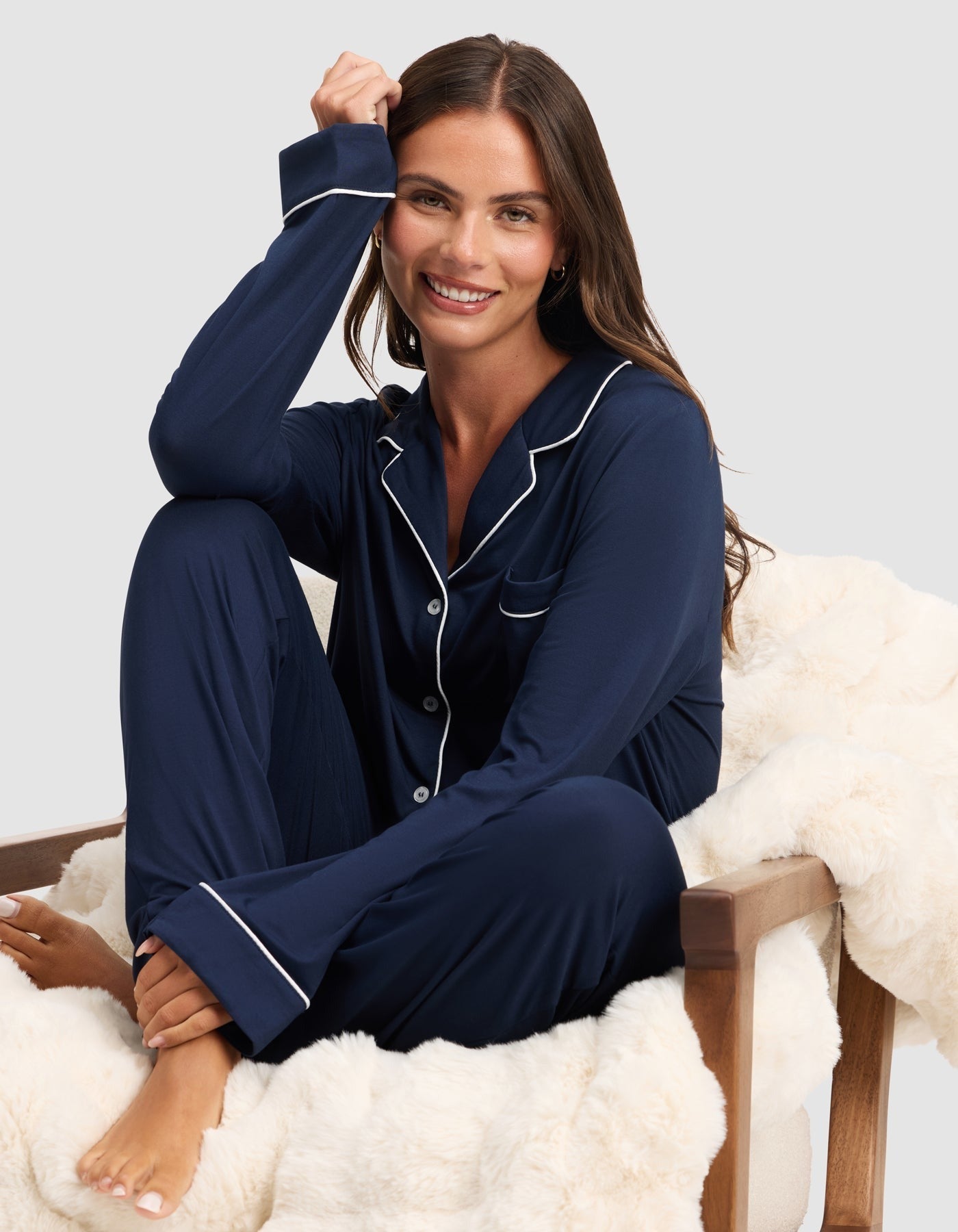 Women's Bamboo Stretch-Knit Long Sleeve Pajama Set TALL