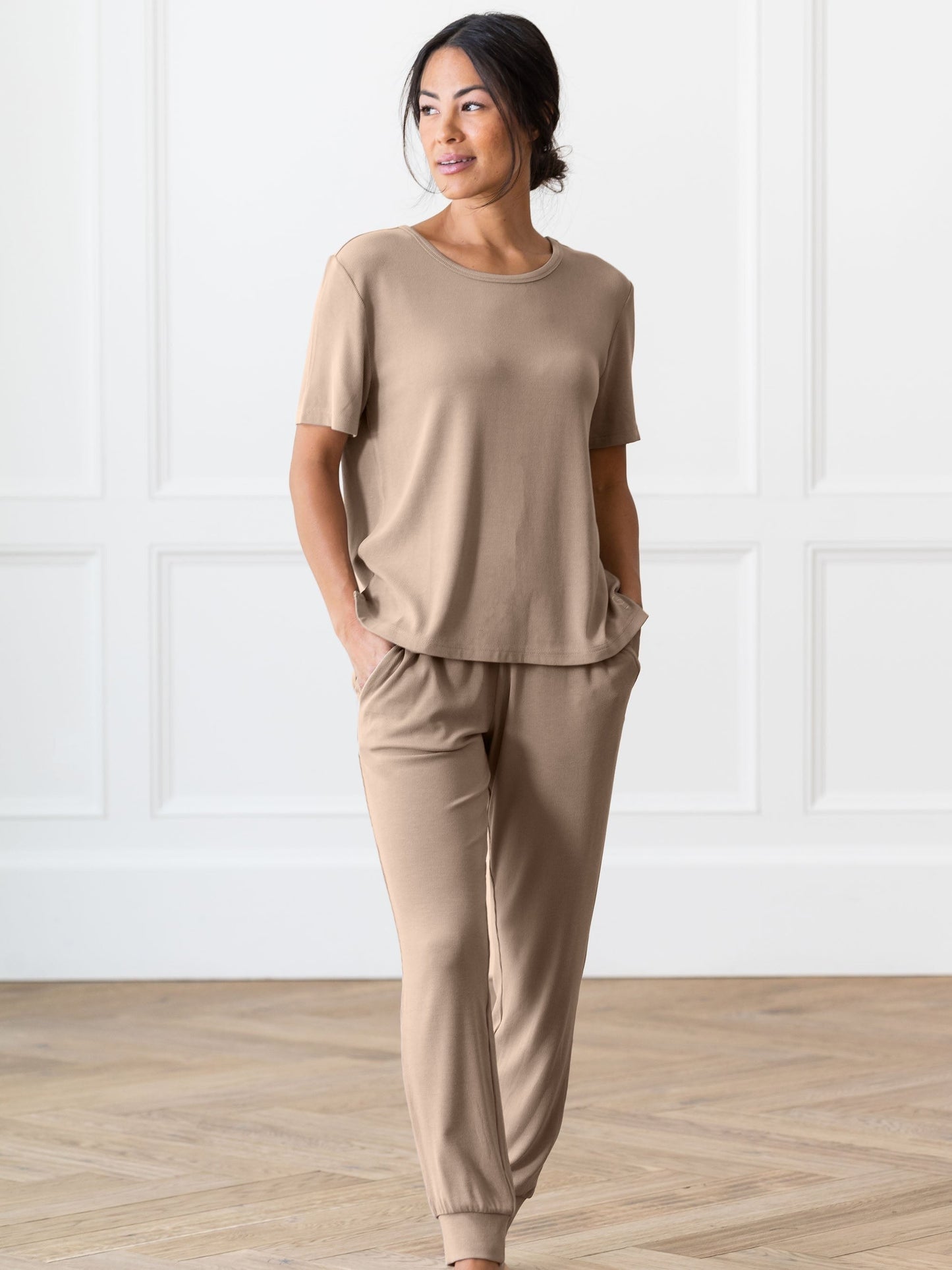 Women's Bamboo Rib-Knit Short Sleeve Lounge Top - Wholesale