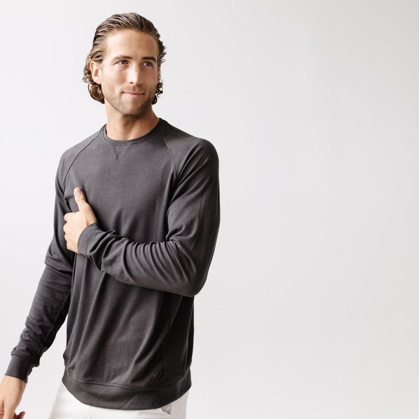 Men's Brushed Bamboo Pullover Crew - Wholesale