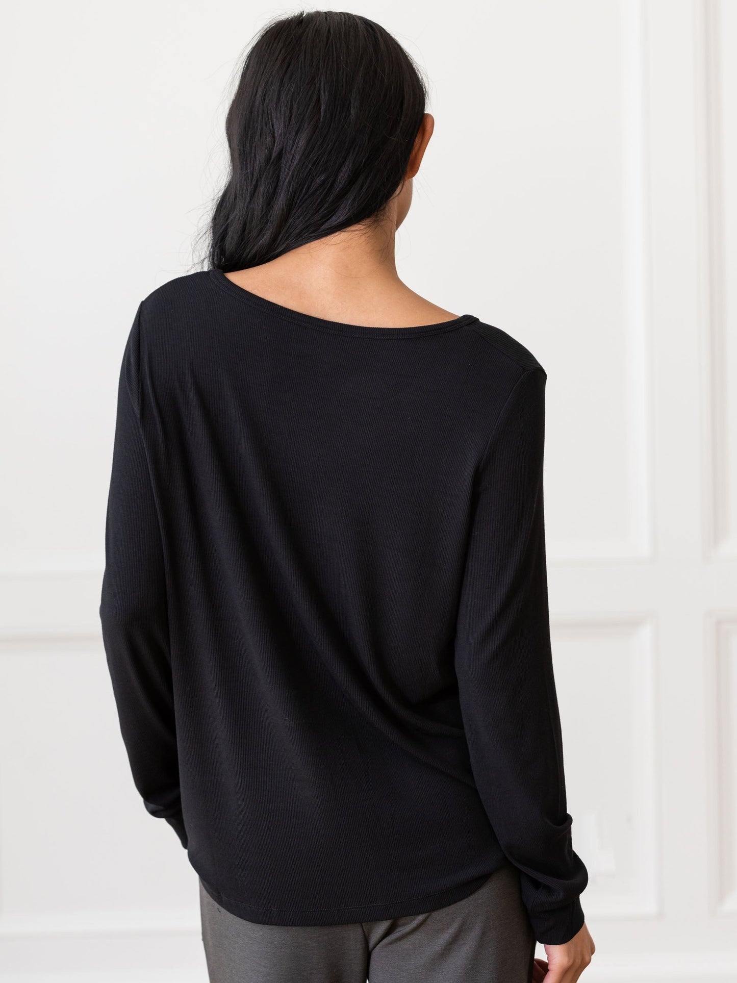 Women's Bamboo Rib-Knit Long Sleeve Lounge Top - Wholesale