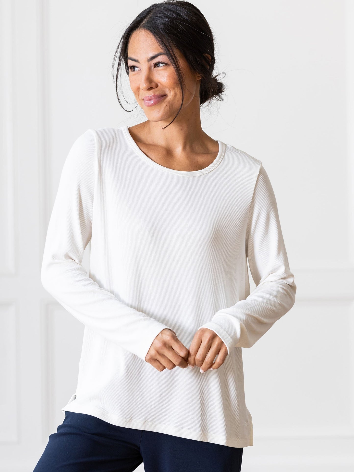 Women's Bamboo Rib-Knit Long Sleeve Lounge Top - Wholesale