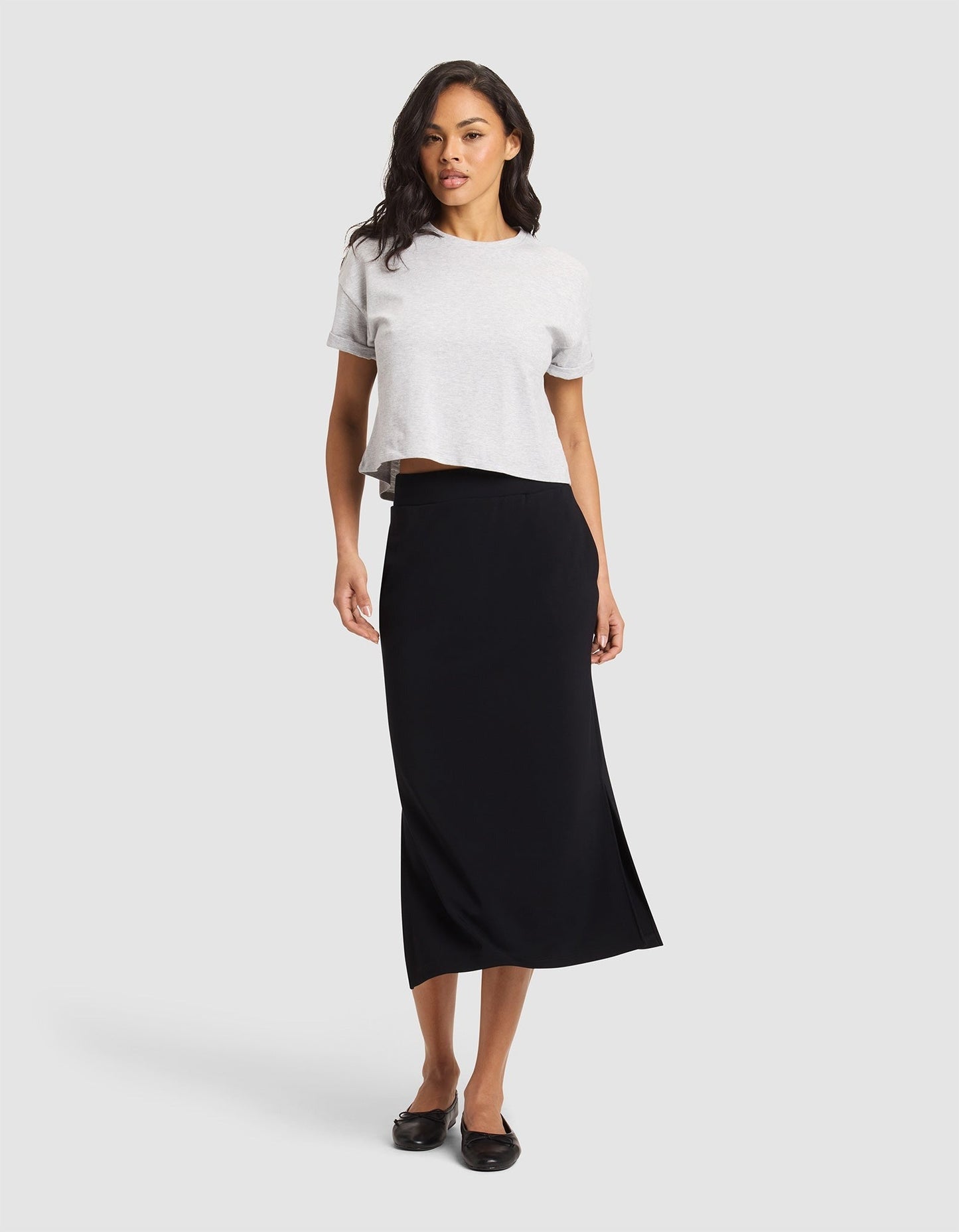 Women's Brushed Bamboo Midi Skirt