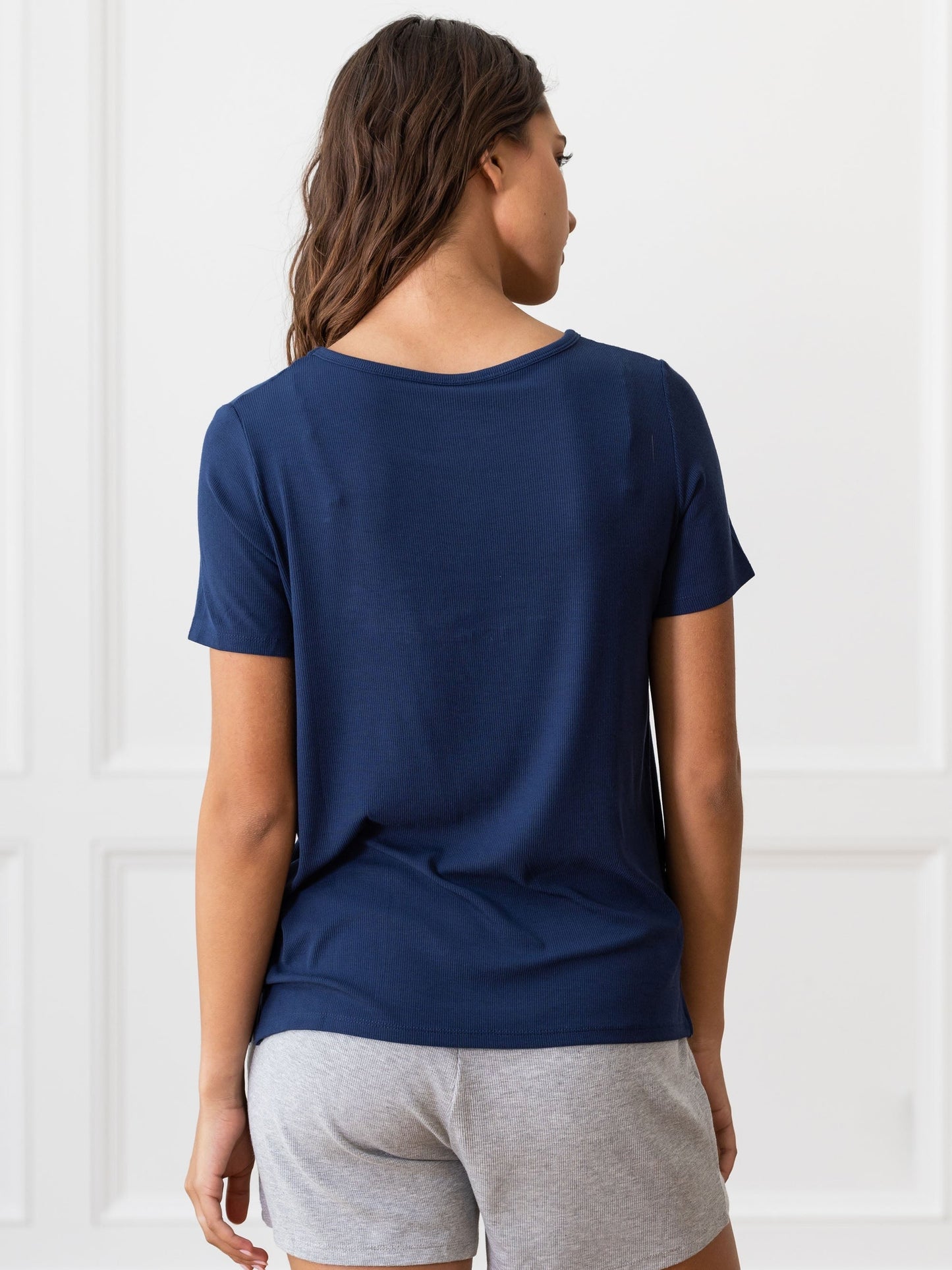 Women's Bamboo Rib-Knit Short Sleeve Lounge Top - Wholesale