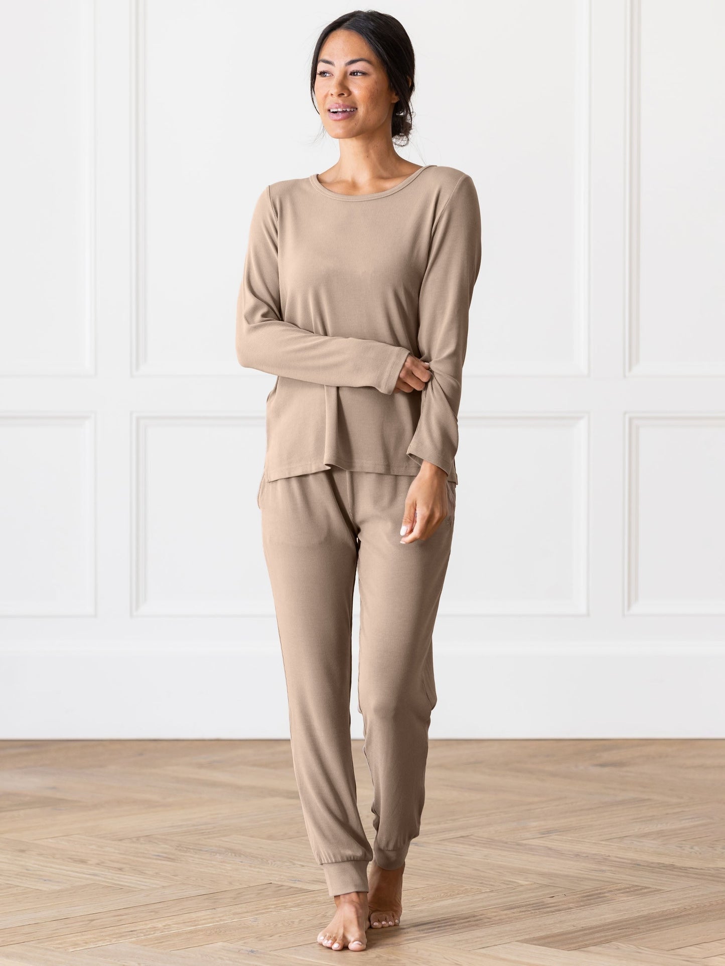 Women's Bamboo Rib-Knit Long Sleeve Lounge Top - Wholesale