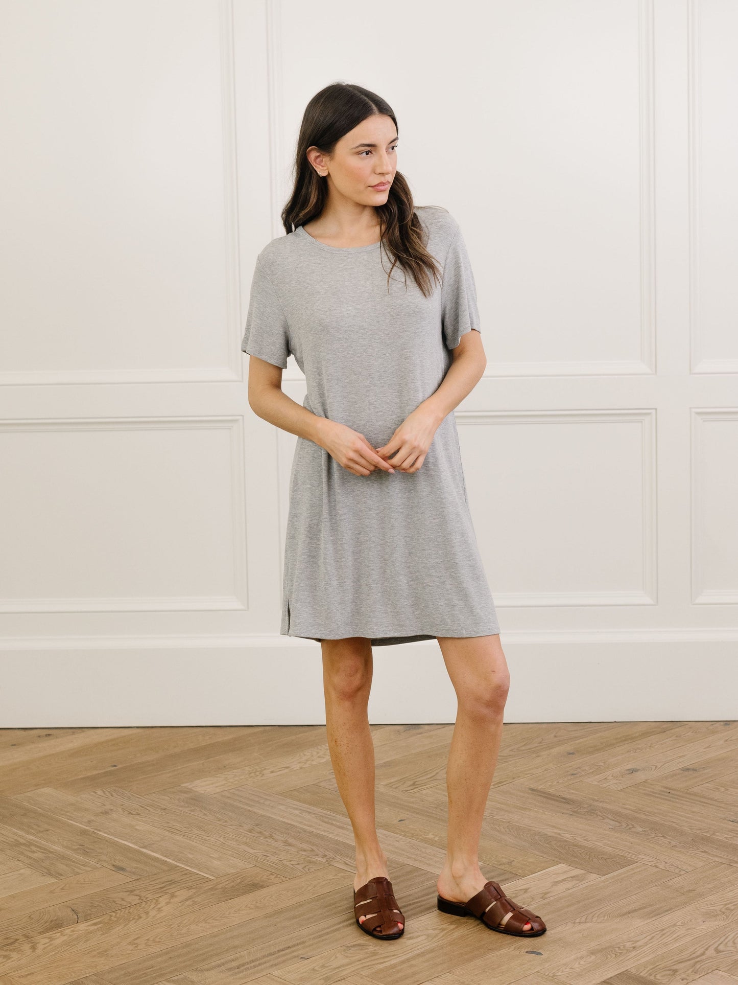 Women's Bamboo Rib-Knit Boyfriend Sleep Dress - Wholesale