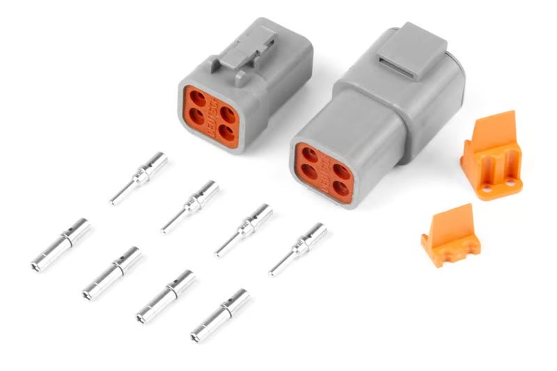 Haltech Plug And Pins Only - Matching Set Of Deutsch DTP-4 Connectors (25 Amp) | Universal (HT-031204)