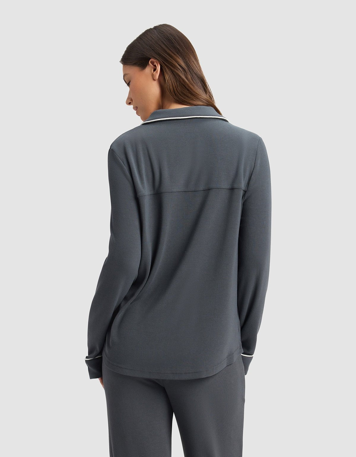 Women's Bamboo Rib-Knit Classic Long Sleeve Pajama Top