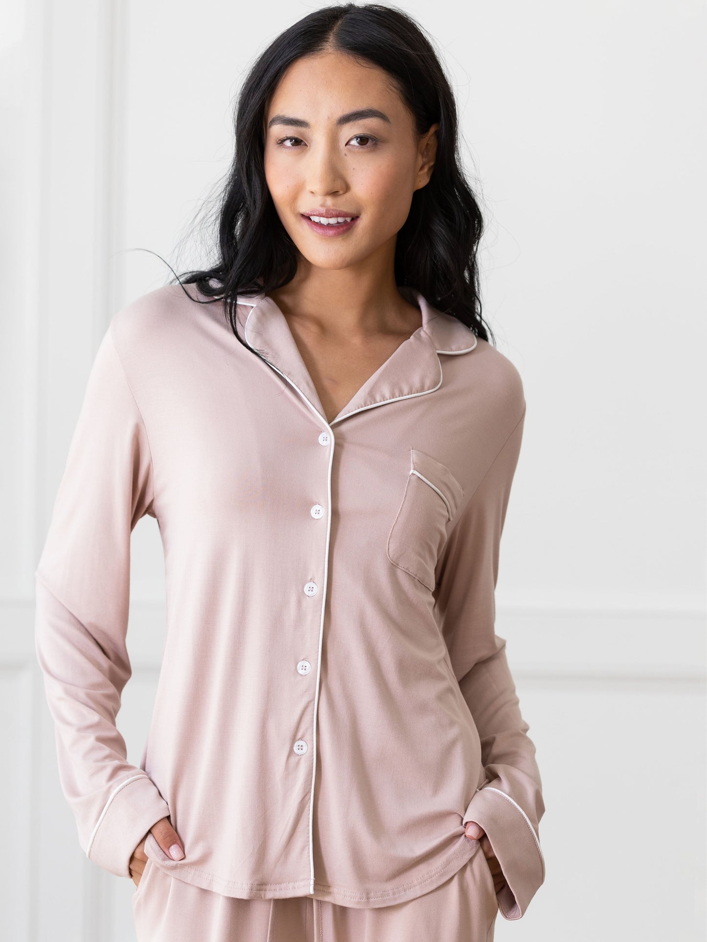 Women's Bamboo Stretch-Knit Long Sleeve Pajama Top - Wholesale