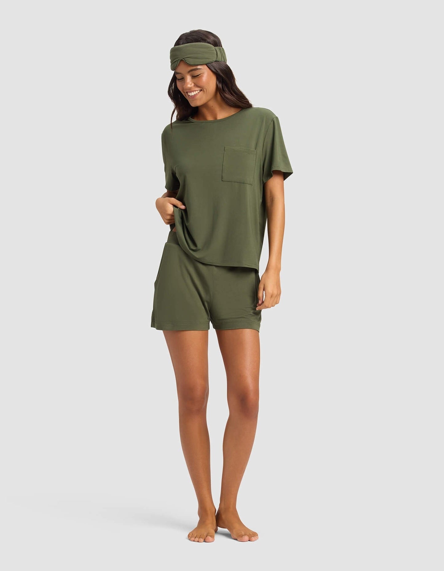 Women's Bamboo Stretch-Knit Lounge Tee & Shorts Set