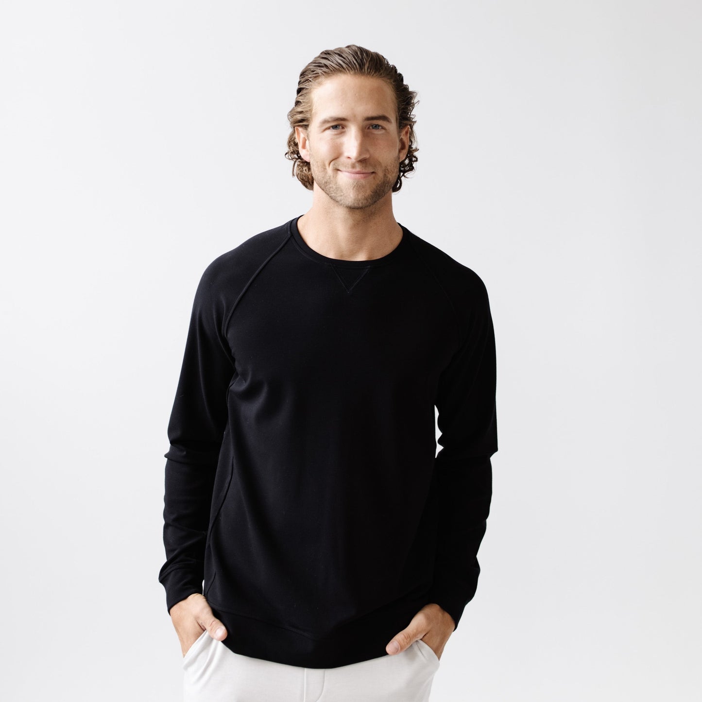 Men's Brushed Bamboo Pullover Crew - Wholesale